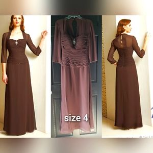 JADE BY JASMINE J2212 Chocolate sz 4 bridal wedding prom mother of bride